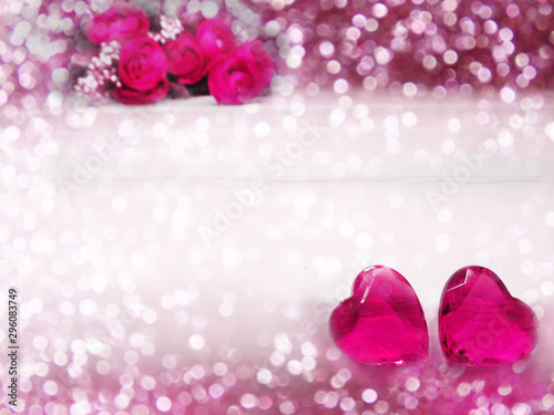 Fototapeta Naklejka Na Ścianę i Meble -  crystal gem hearts roses bouquet valentine's day love holiday concept background
