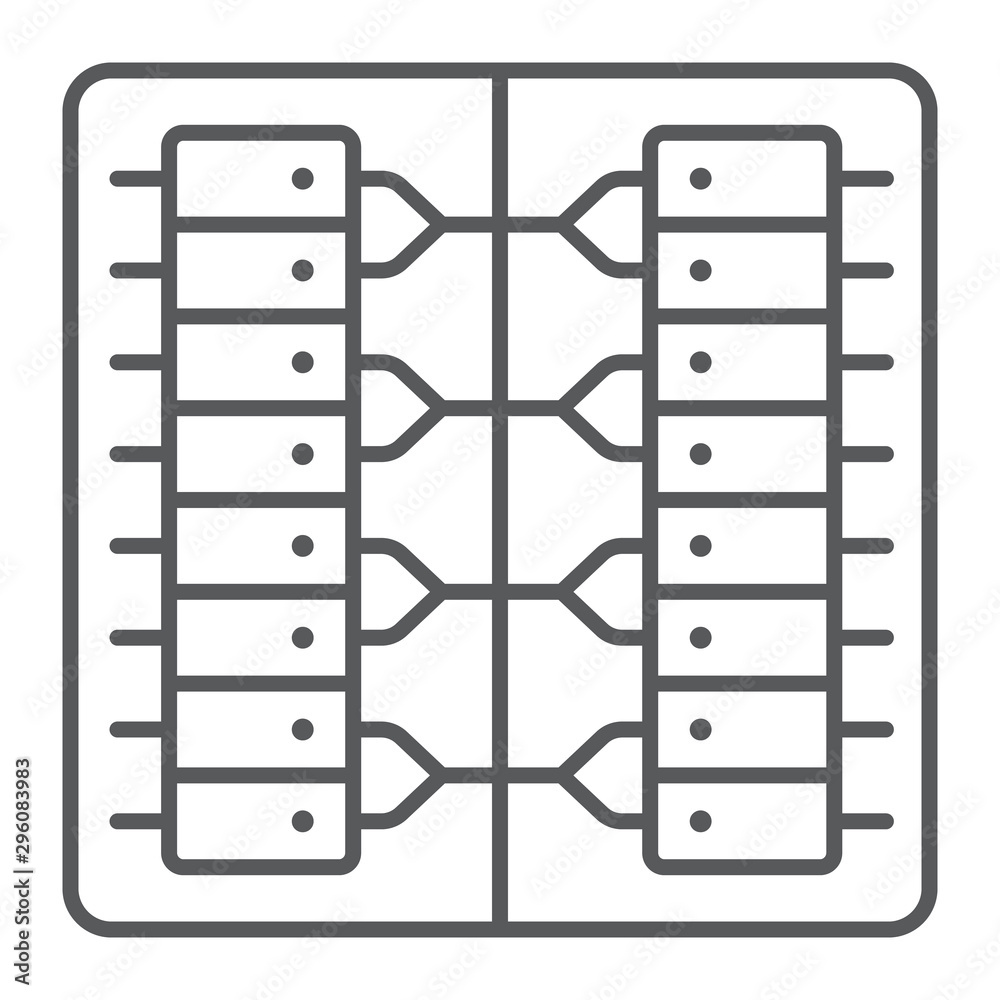 Server thin line icon, technology and system, data center sign, vector graphics, a linear pattern on a white background.