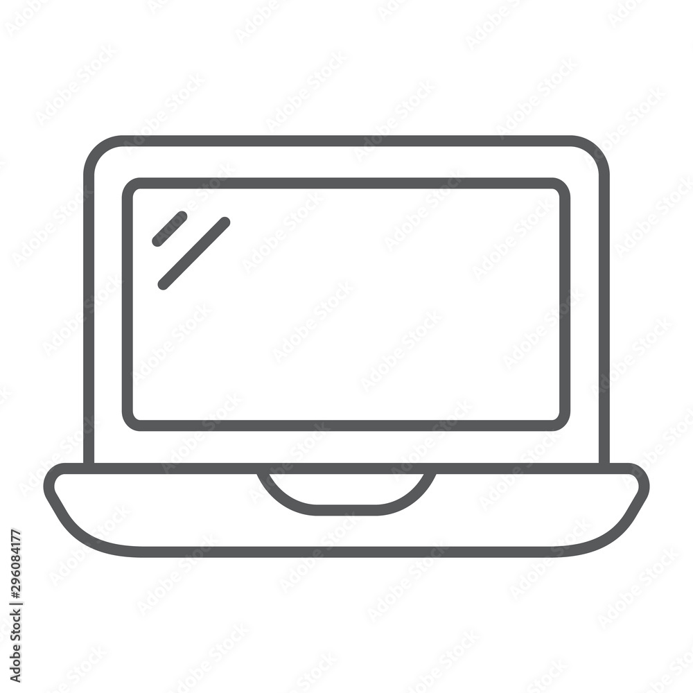 Laptop thin line icon, technology and computer, notebook sign, vector graphics, a linear pattern on a white background. Laptop thin line icon, technology and computer, notebook sign, vector graphics, a linear pattern on a white background.