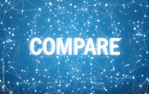 Compare on digital interface and blue network background