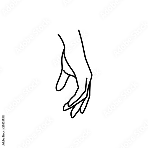 Woman's Hand icon line. Vector Illustration of female hand. Lineart in a trendy minimalist style.