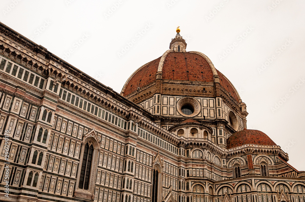  Florence, UNESCO Heritage and home to the Italian Renaissance, full of famous monuments and works of art all over the world: detail of Cathedral of “Santa Maria del Fiore”.