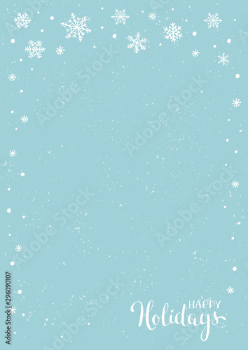Winter holidays or Christmas background with snowflakes. Winter card design.
