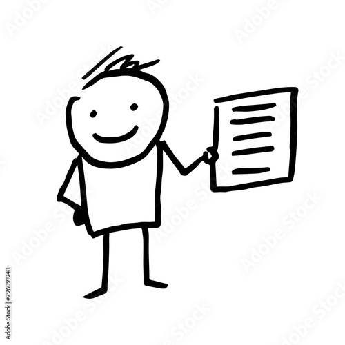 Stick figure holding in his hand a list of things to do.