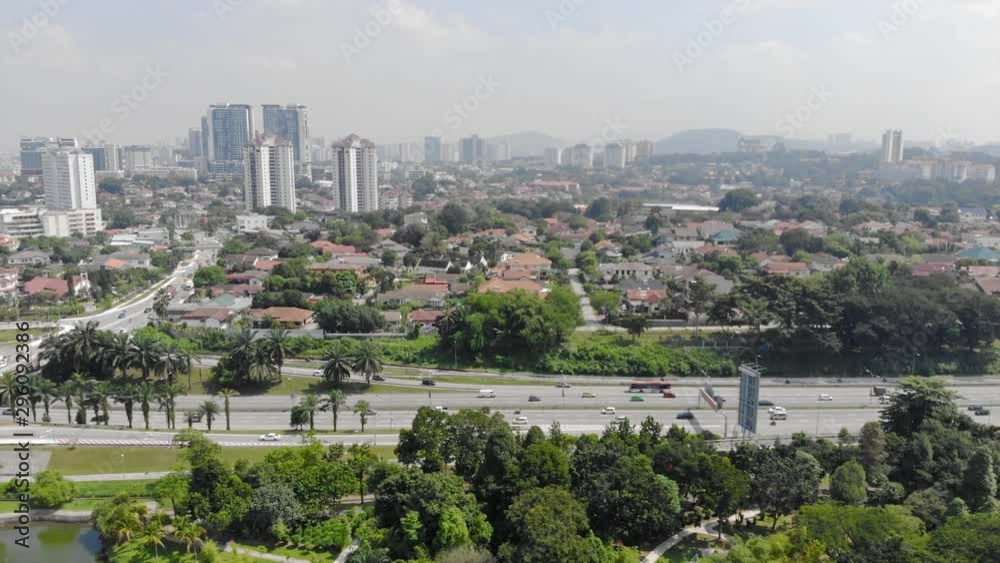 Top View Of The Crowded Highways Between Parks And Cities In Malaysia - Dolly Right To Left Top View Of The Crowded Highways Between Parks And Cities In Malaysia - Dolly Right To Left