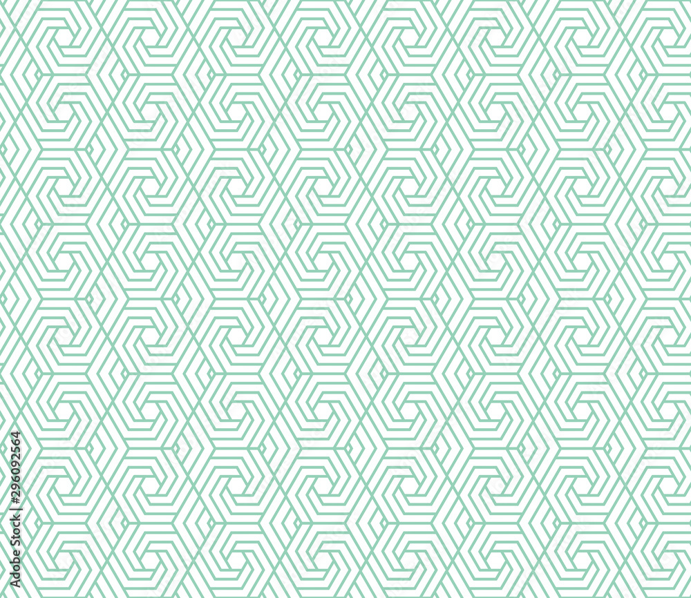 Abstract geometric pattern. A seamless vector background. White and green ornament. Graphic modern pattern. Simple lattice graphic design