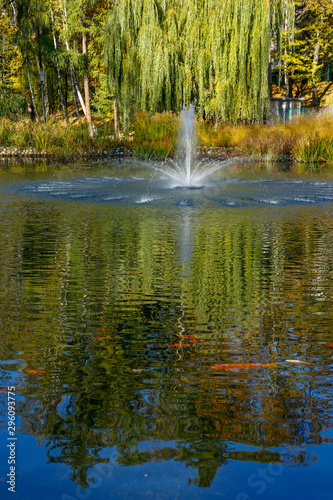 fountain in an autumn park