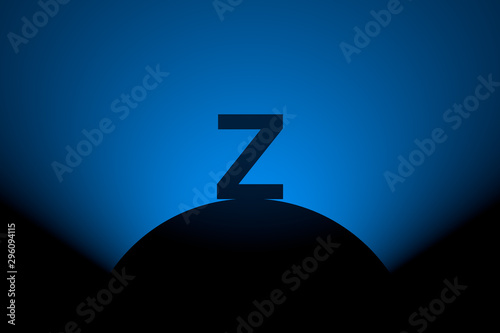 Silhouette of letter Z, zenith concept, 3d illustration photo