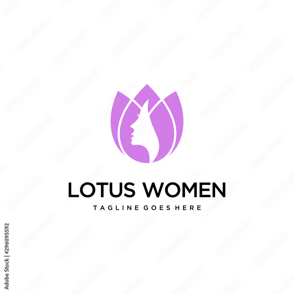 Illustration Colorful Artistic Lotus Flower logo design inspiration women sign