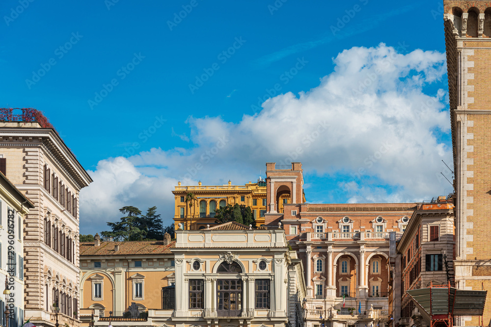 Fototapeta premium ROME, ITALY - January 17, 2019: Street view of downtown in Rome, ITALY