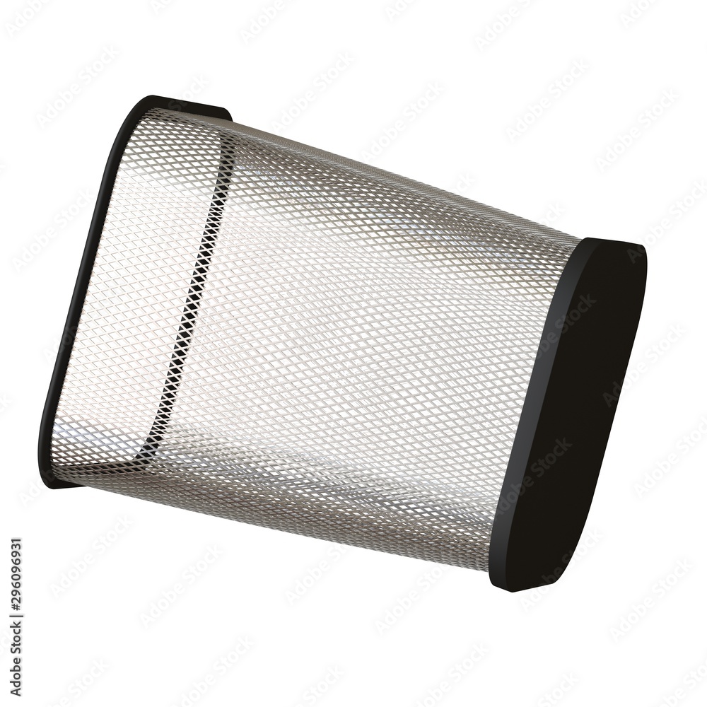 Naklejka premium Wastepaper basket on a white background, isolate. 3D rendering of excellent quality in high resolution. It can be enlarged and used as a background or texture.