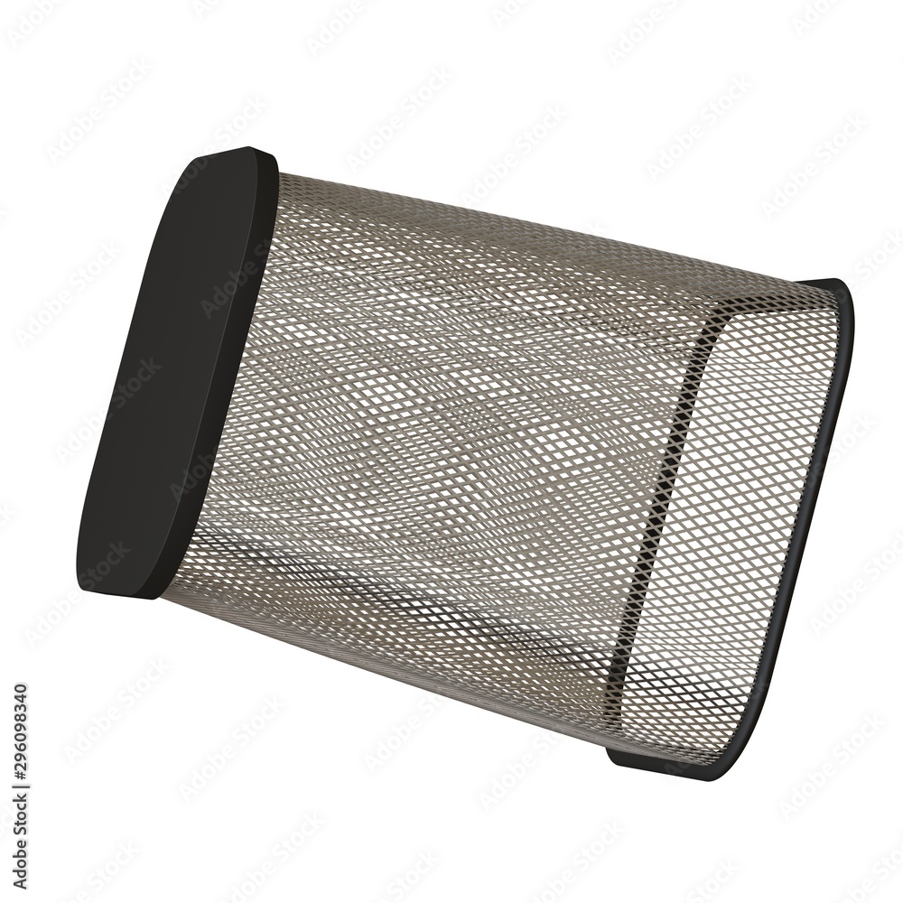 Naklejka premium Wastepaper basket on a white background, isolate. 3D rendering of excellent quality in high resolution. It can be enlarged and used as a background or texture.