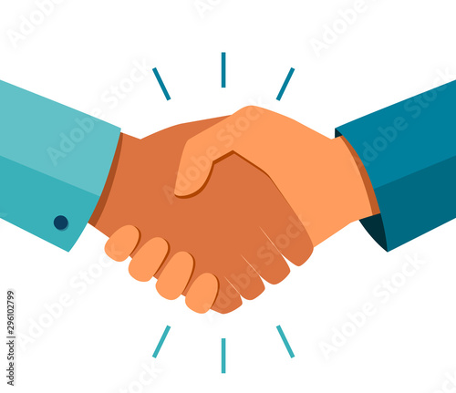 Handshake of business partners. Business handshake. Successful deal. Vector flat style illustration photo