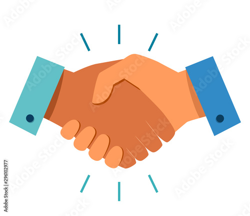Business handshake icon. Handshake of business partners. Business handshake. Successful deal. Vector flat style icon isolated on white background