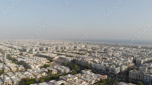 Top Aerial View Of Karachi City With Lots Of Housing And Roads And City Views - Moving Down  photo