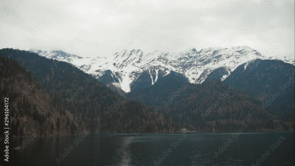 View majestic mountain lake Ritsa, Abkhazia.