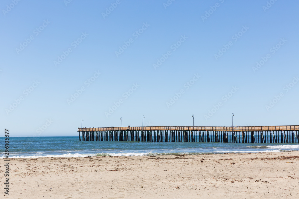 Cayucos Pier and Empty Beach, Central Coast of California, USA.