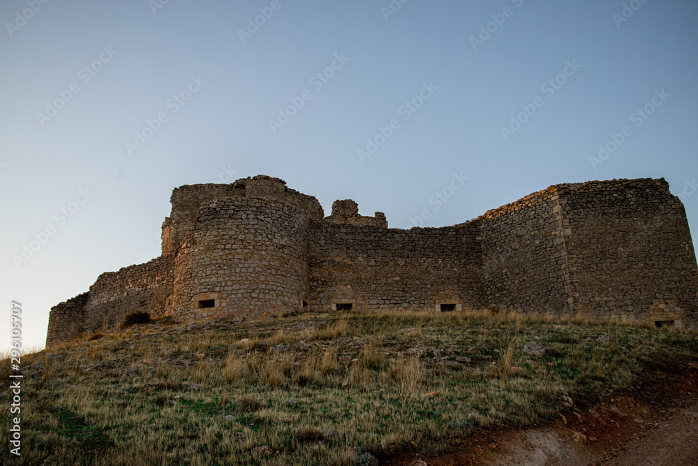 Wide-angle photograph of Castillo de Puebla de Almenara in Castilla La Mancha, Spain