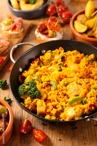 paella with assorted of spanish dish