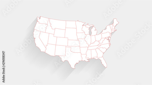 Simple United State white map on black background, vector, illustration