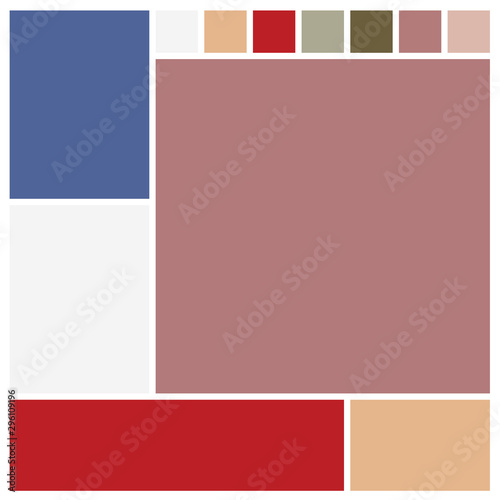 Vector Mood Board & Branding Presentation. Creative Theme Mood Board, Logo Template, Collage Frames with Universal Colour Palette. Picture Display & Montage.