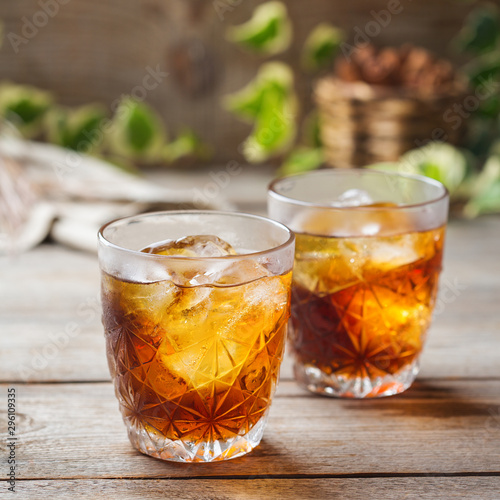 Old fashioned italian cocktail negroni with gin, campari, martini vermouth