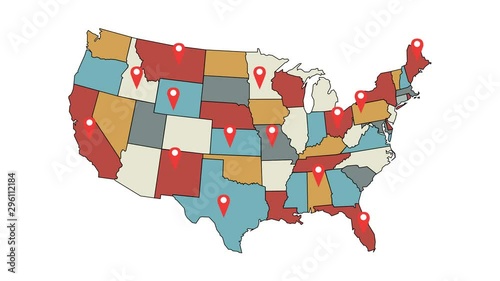 Us map with markers