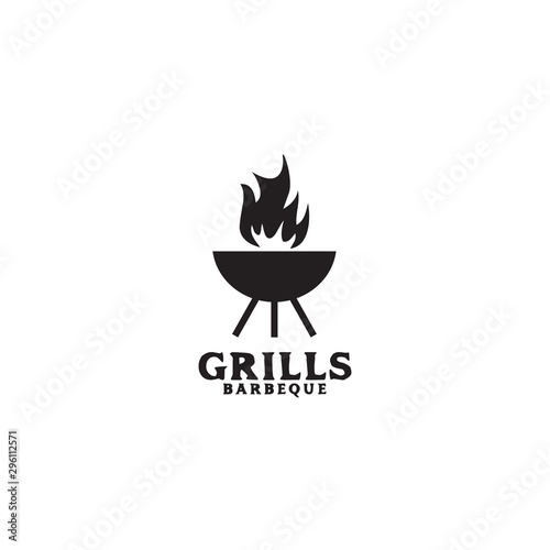 Grill barbecue logo design vector illustration template