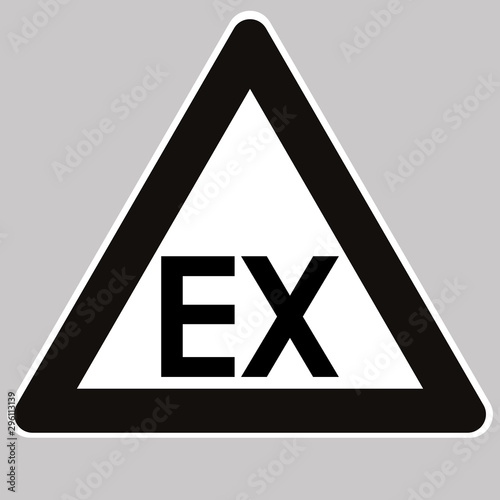 Ex-triangle sign. Explosion-proof mark for electrical equipment manufactured in accordance with the standard.