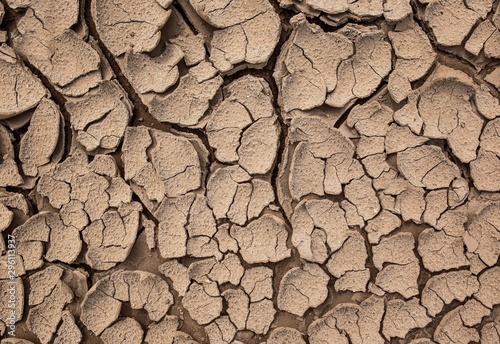  top view of natural background with texture of earth and sand covered cracks and detached parts from the drought
