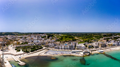 Aerial view of Otranto with Harbour and Castle, Lecce province, Salento peninsula, Puglia, Italy