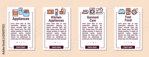 Household appliance linear icons set