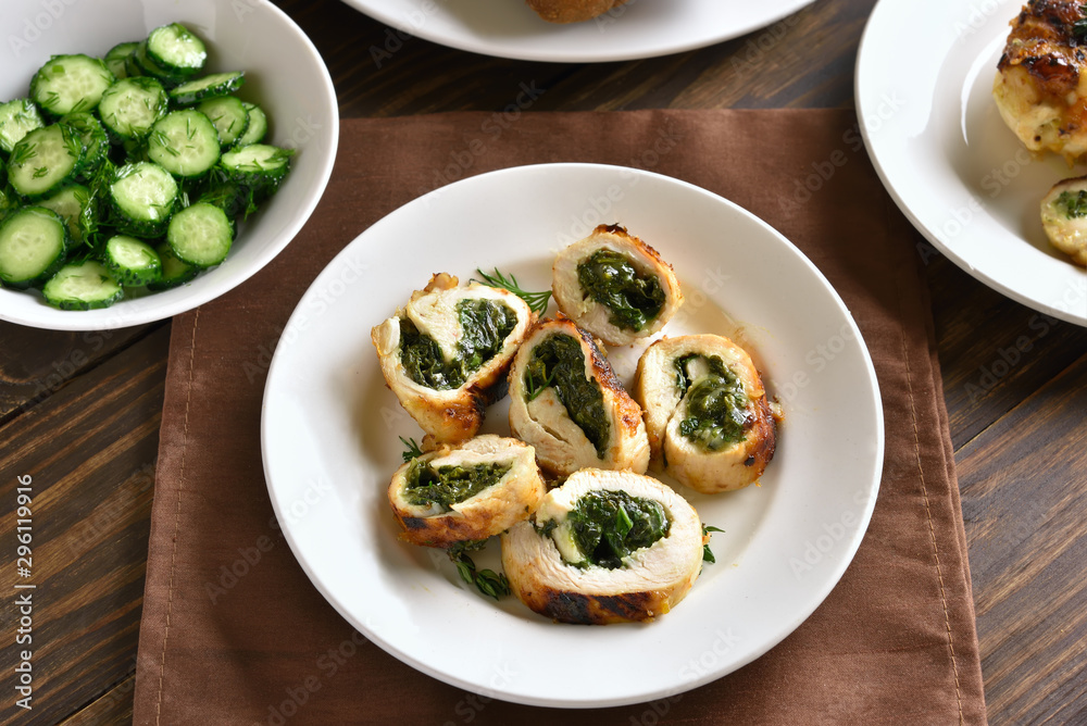 Stuffed chicken fillet with spinach and cheese