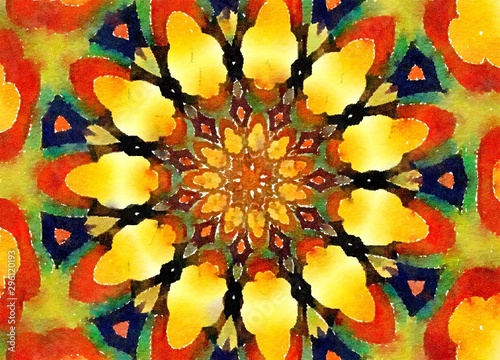 Presewatercolor Colorful digital graphic kaleidoscope symmetry mandala style in laser light trial pattern, Tie Dye , spiderweb art abstract backt Style = Bold..Output Size = Medium..Lightness = Normal