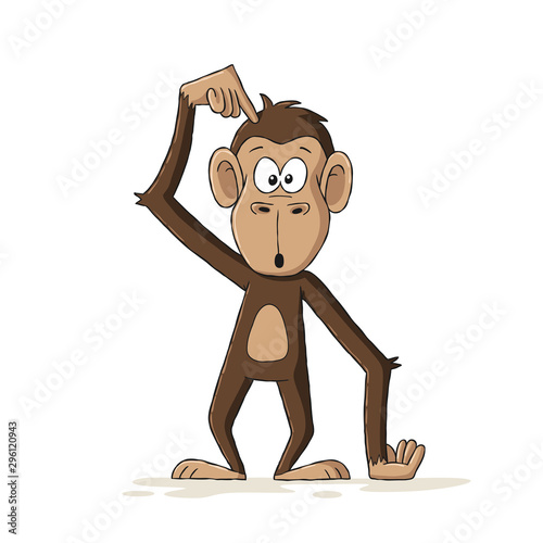 Funny cartoon monkey. Hand drawn vector illustration with separate layers.