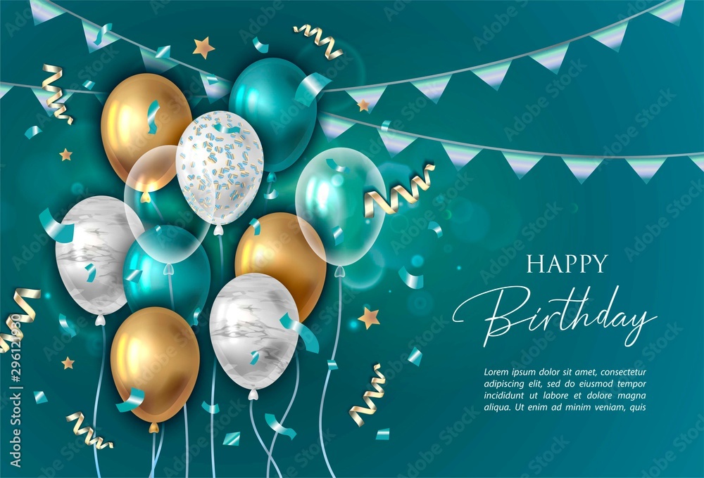 Happy birthday vector illustration. Balloons. Stock Vector | Adobe Stock