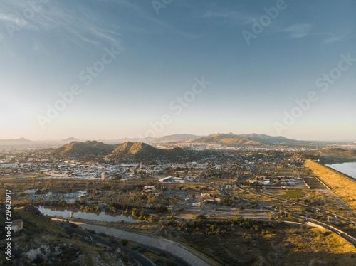 Aerial view of the city in a sunny day