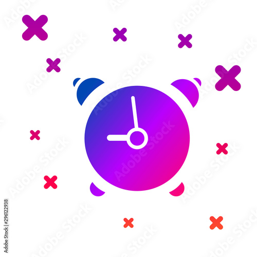 Color Alarm clock icon isolated on white background. Wake up, get up concept. Time sign. Gradient random dynamic shapes. Vector Illustration