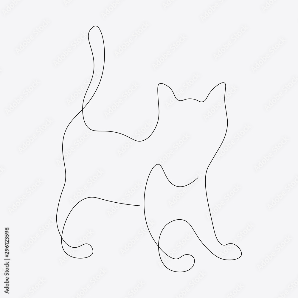 Cat animal one line drawing, cute pet vector illustration Cat animal one line drawing, cute pet vector illustration