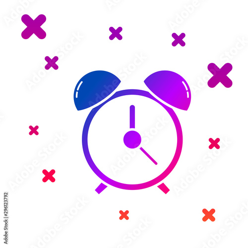Color Alarm clock icon isolated on white background. Wake up, get up concept. Time sign. Gradient random dynamic shapes. Vector Illustration