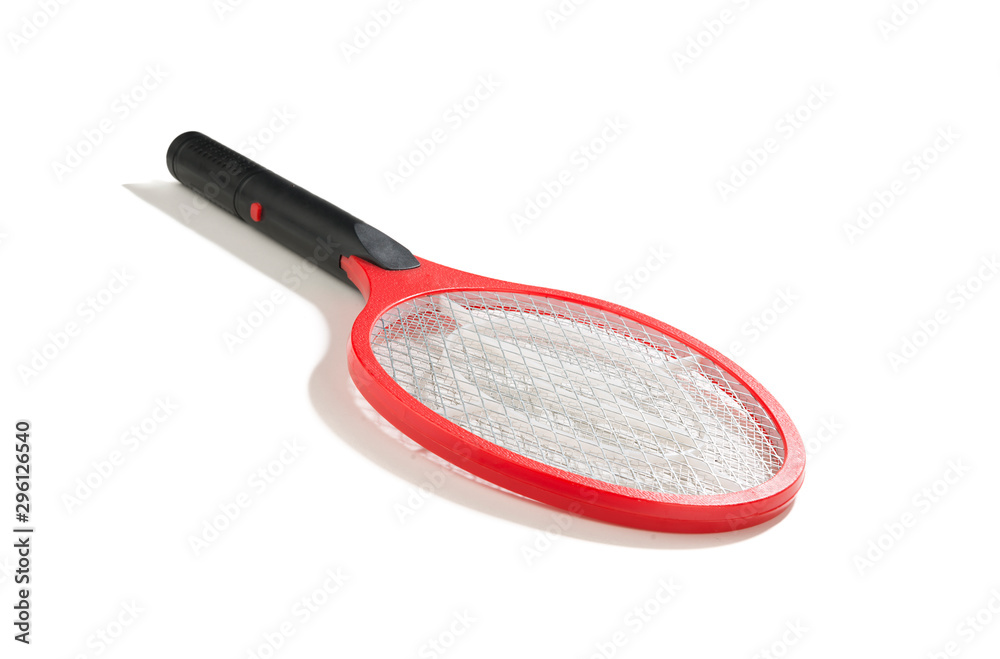 Tennis racket shaped electric mosquitoes killer isolated on white ...