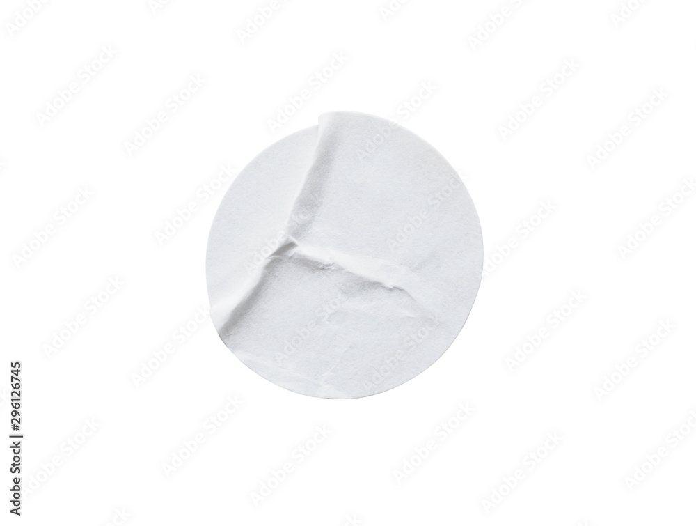 Blank white round paper sticker label isolated on white background with clipping path Blank white round paper sticker label isolated on white background with clipping path