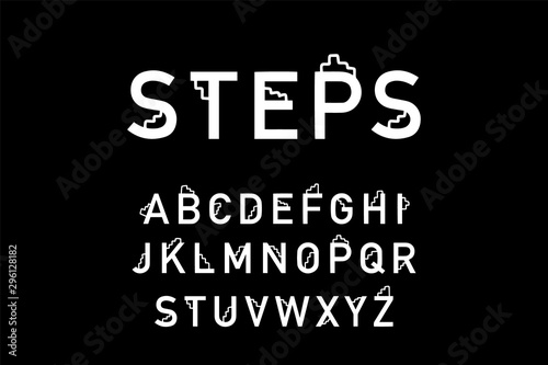 Steps hand drawn vector type font in cartoon comic style lettering