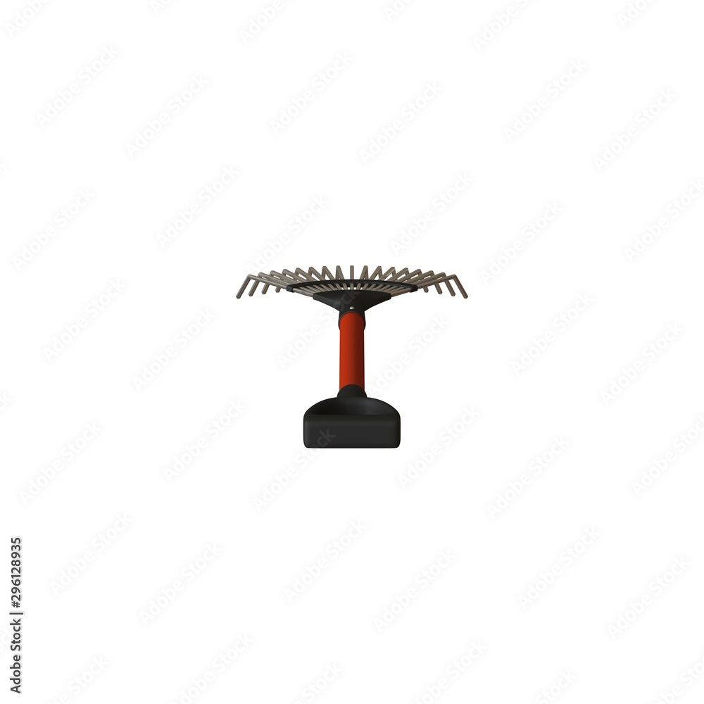 Garden rake on a white background, isolate. 3D rendering of excellent quality in high resolution. It can be enlarged and used as a background or texture. Garden rake on a white background, isolate. 3D rendering of excellent quality in high resolution. It can be enlarged and used as a background or texture.