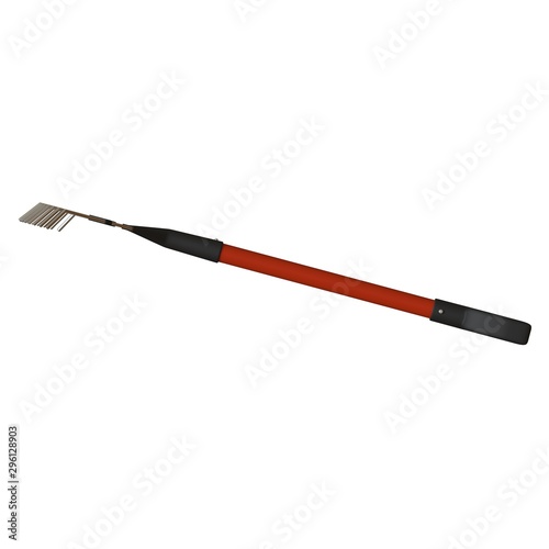 Garden rake on a white background  isolate. 3D rendering of excellent quality in high resolution. It can be enlarged and used as a background or texture.