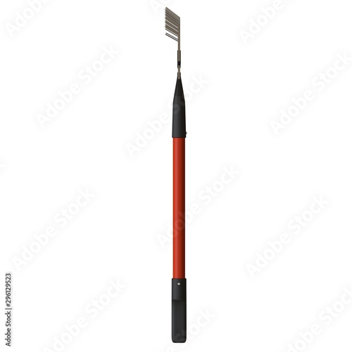 Garden rake on a white background  isolate. 3D rendering of excellent quality in high resolution. It can be enlarged and used as a background or texture.