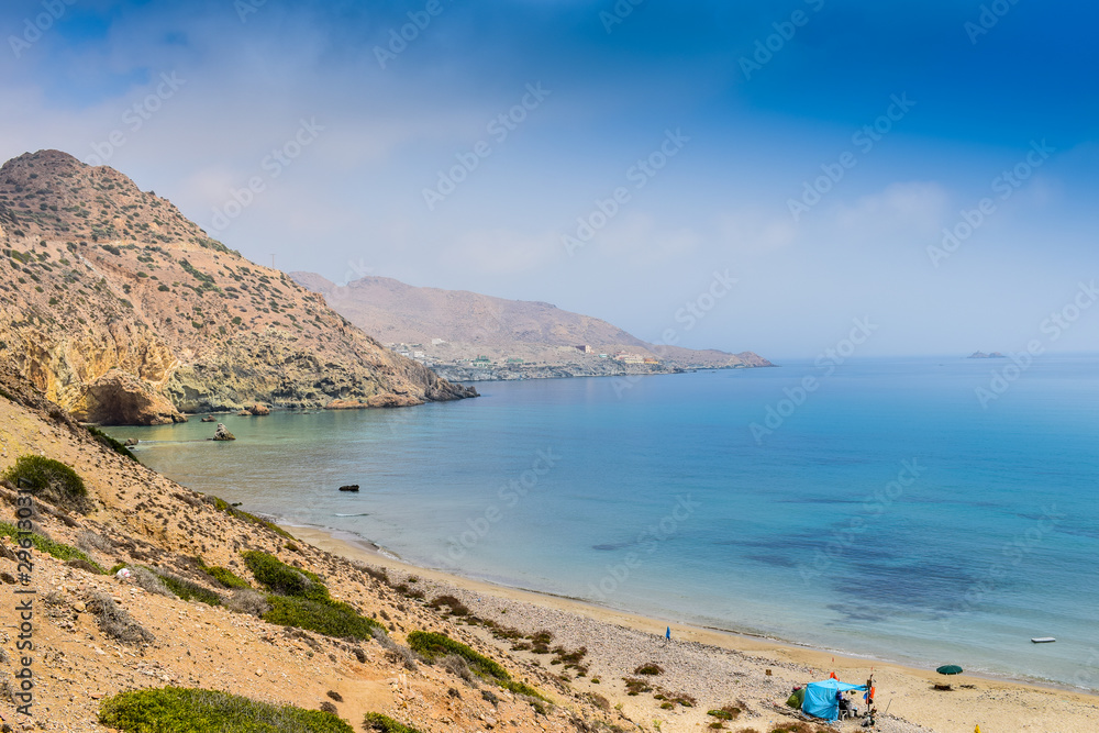 Panoramic View of Tibouda Beach, Mediterranean Moroccan Coast, Morocco