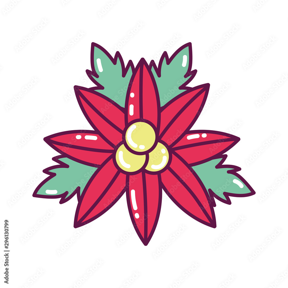 poinsettia flower leaves decoration merry christmas icon poinsettia flower leaves decoration merry christmas icon