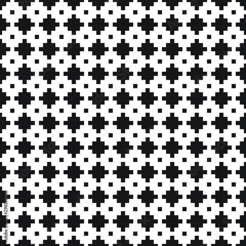 Seamless geometric pattern for the background, patchwork, weaving, embroidering. Jacquard pattern. Pixel pattern. Vector illustration.