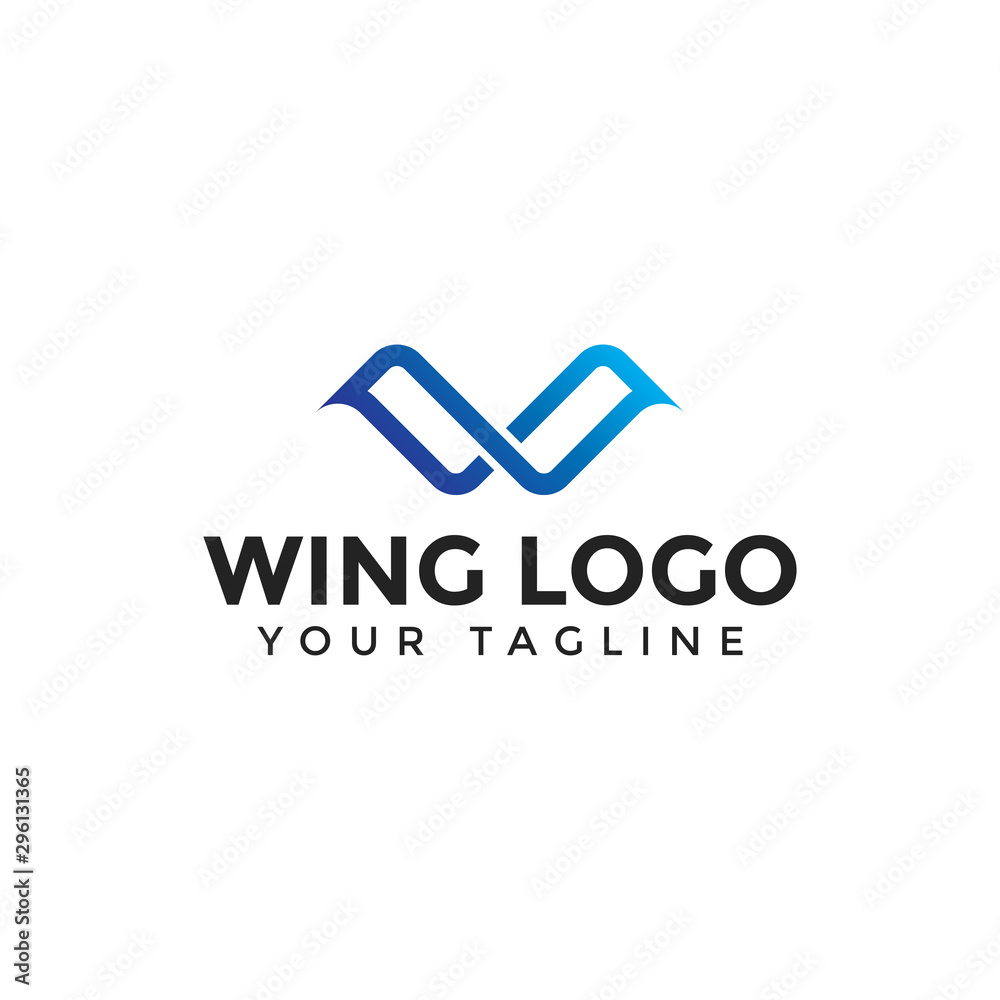 Initial of Letter W Wings Line Logo Design Template Stock Vector ...